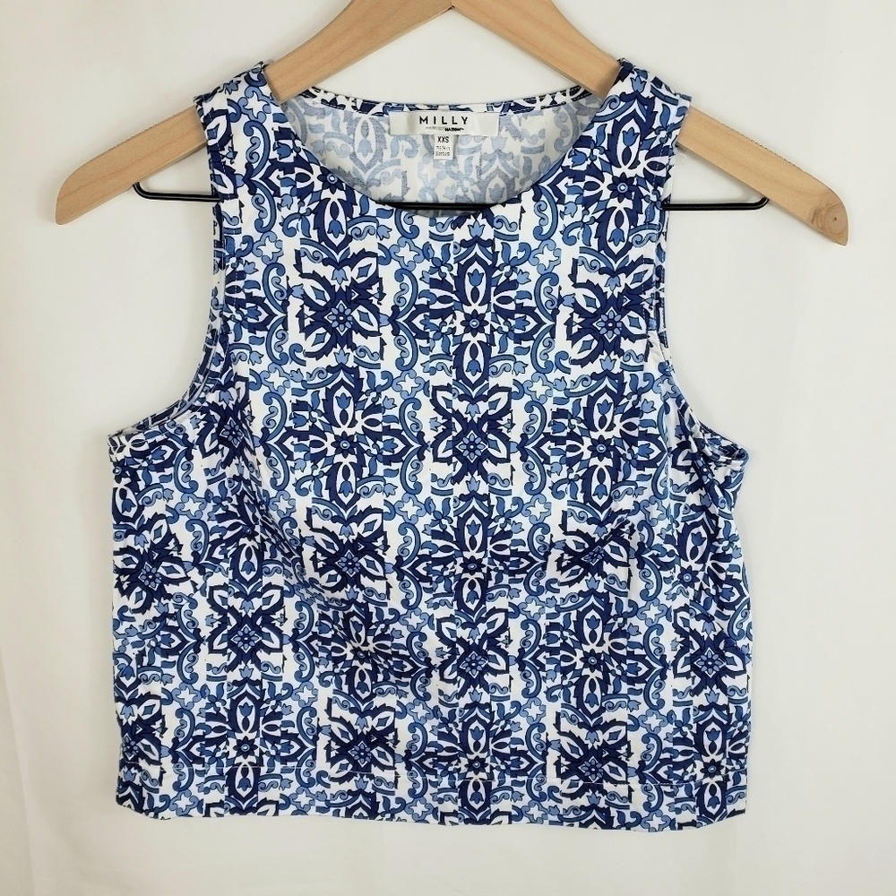 MILLY for Design Nation Blue/White Pattern Top